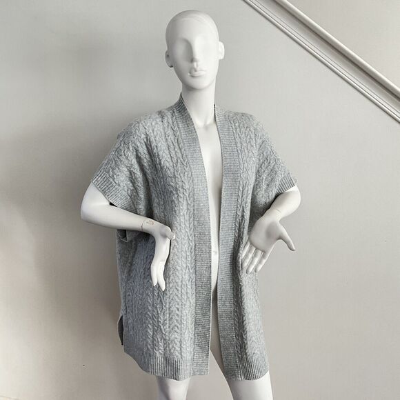 100% Cashmere Well With Cardigan Gray Open Front Oversized M - Picture 16 of 16